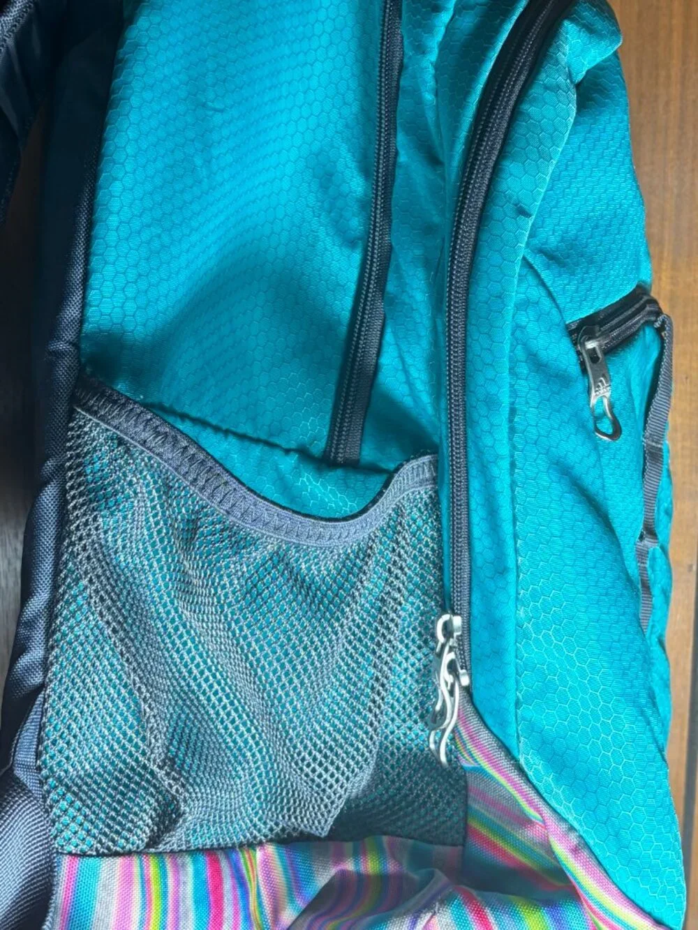 Adidas Stratton III Backpack Teal/Gray/Rainbow Bottom 4 Zipper Compartments EUC - Picture 5 of 10